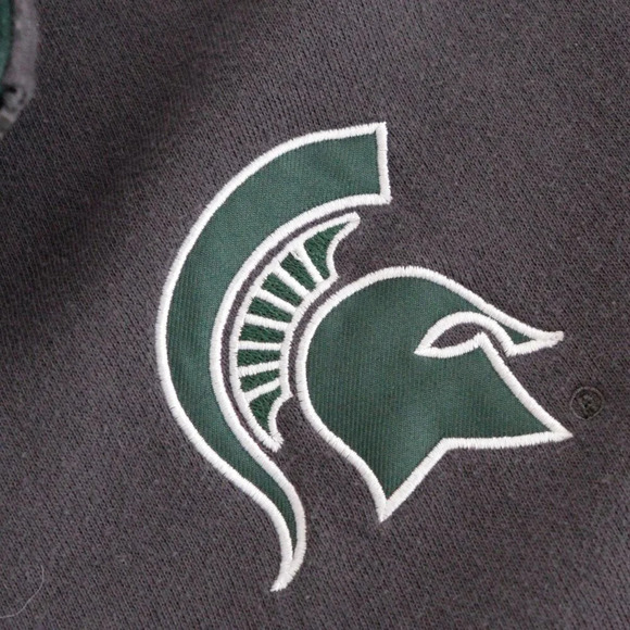 Colosseum Gray Green Embroidered Mi State Spartans Collegiate Half Zip Sweater - Picture 8 of 9